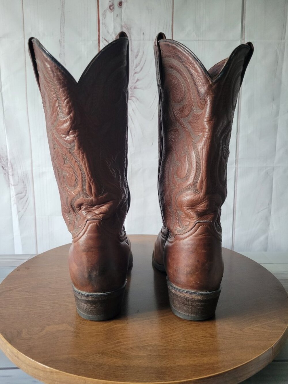 Tony Lama Men’s Sz10.5 Brown Leather Western Boots, High-quality Leather Pull-on - Picture 4 of 14